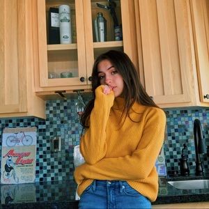 Mustard Yellow Ribbed Turtleneck